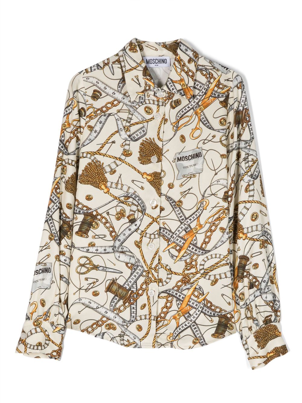 Moschino Kids graphic-print long-sleeve shirt - Neutrals