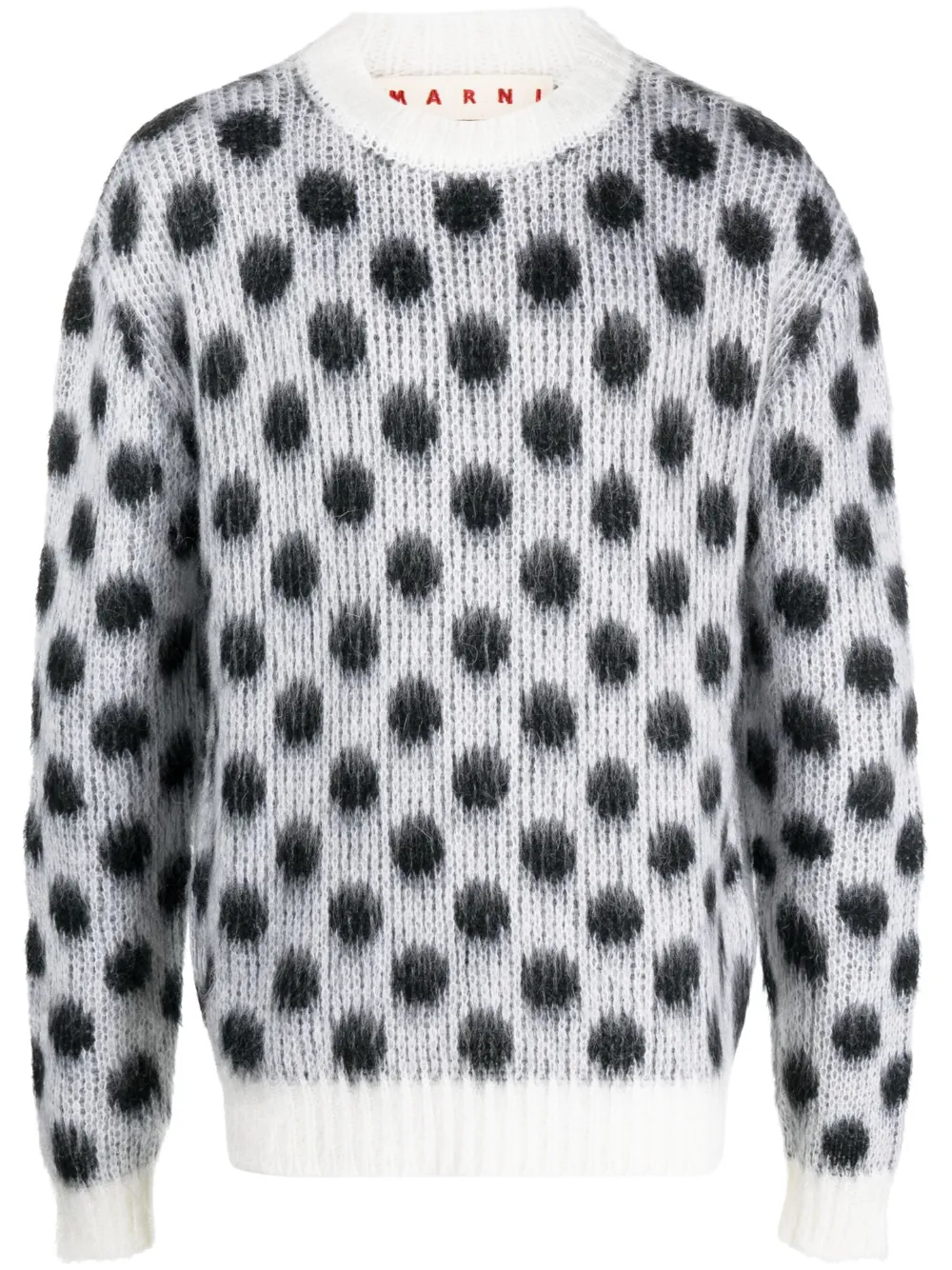 Marni Polka Dot Crewneck Sweater In White