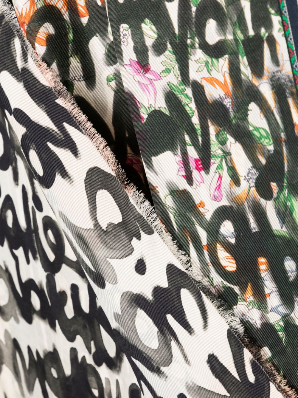 Shop Pierre-louis Mascia Graffiti-print Silk Scarf In Multicolour