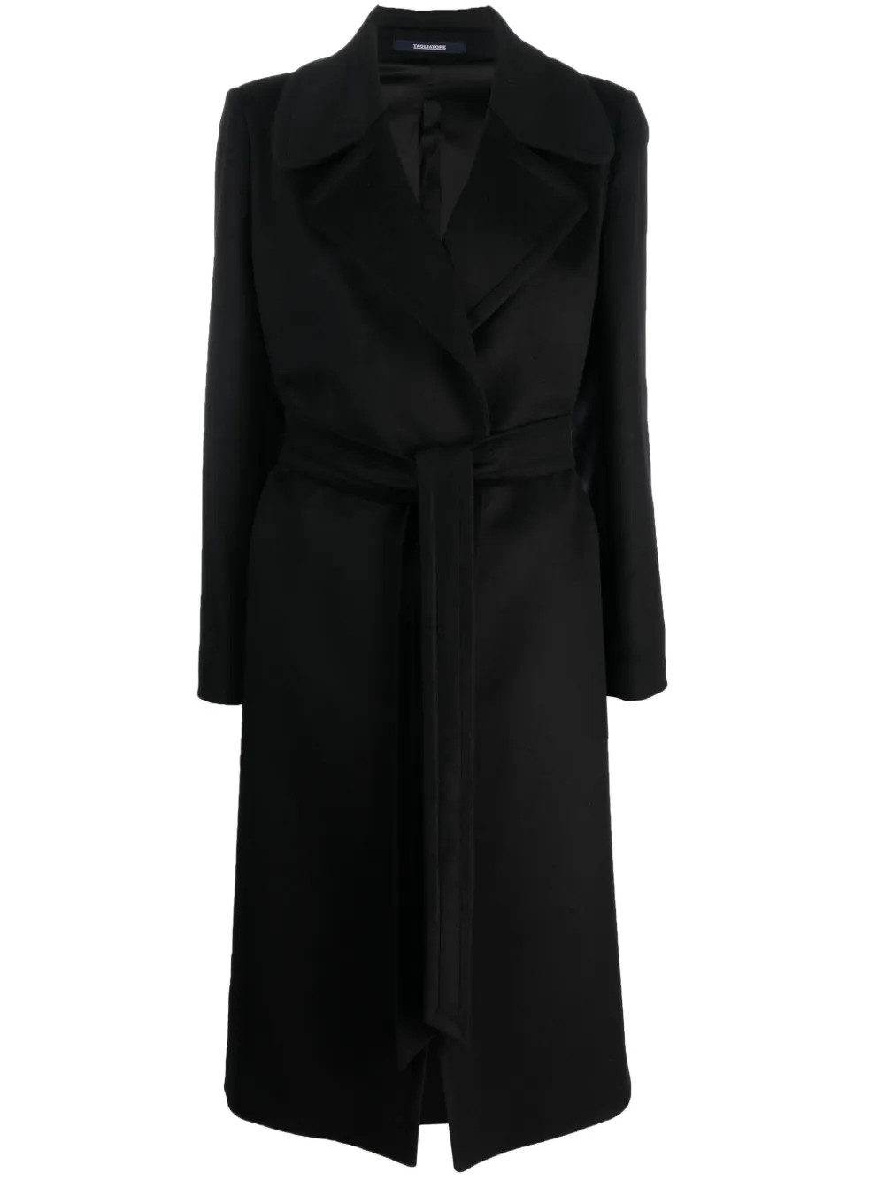 Tagliatore Belted Single-breasted Long Coat In Black