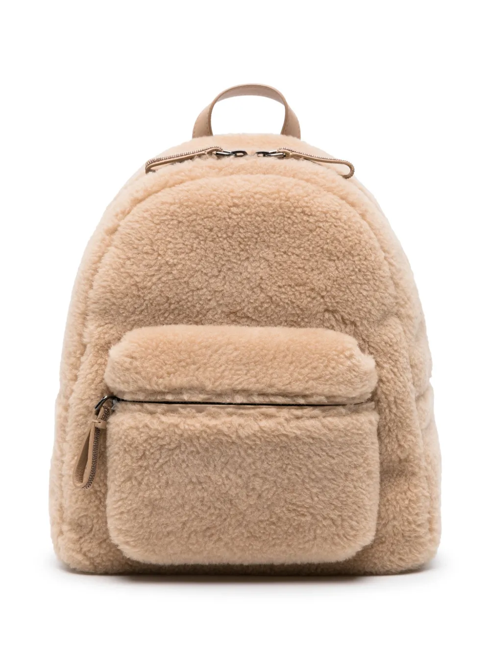 Brunello Cucinelli Kids' Faux-shearling Backpack In Neutrals