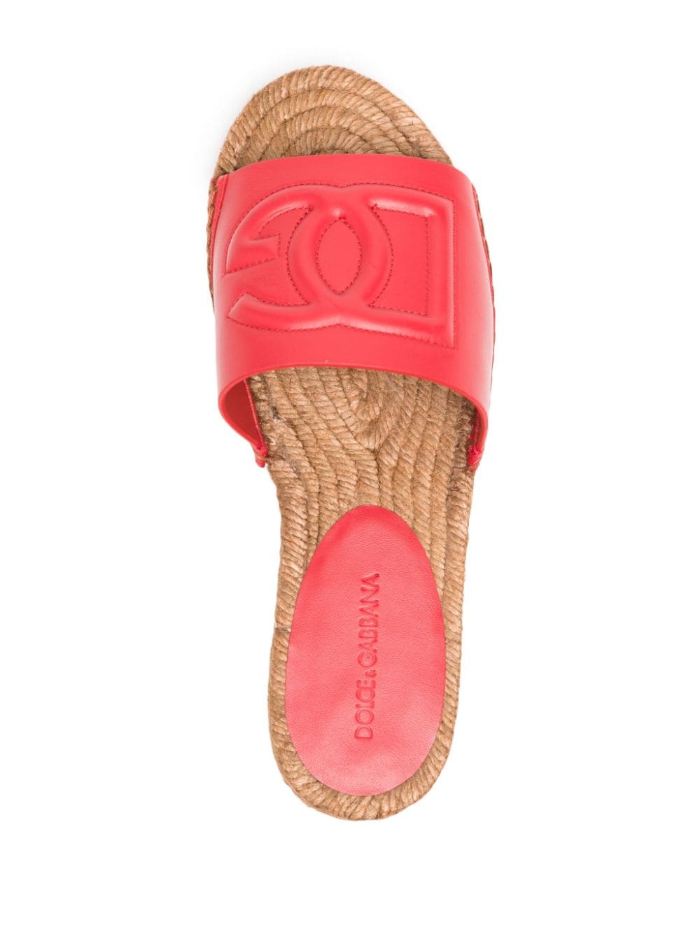 Shop Dolce & Gabbana Logo-embossed Leather Slides In Red