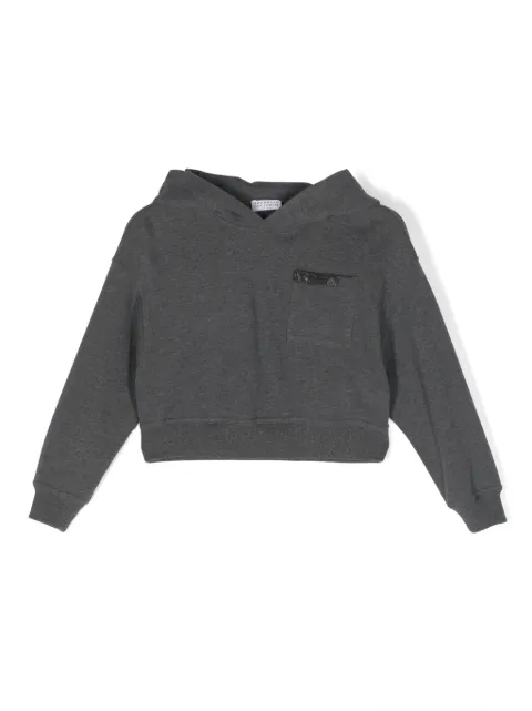 Brunello Cucinelli Kids هودي قطن بأكمام طويلة