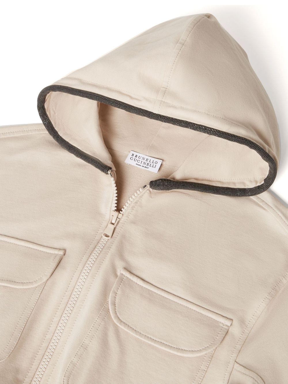 Shop Brunello Cucinelli Zip-up Hooded Sweatshirt In Neutrals
