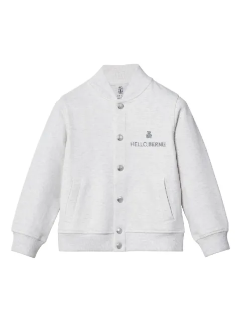 Brunello Cucinelli Kids logo-embroidered cotton bomber jacket
