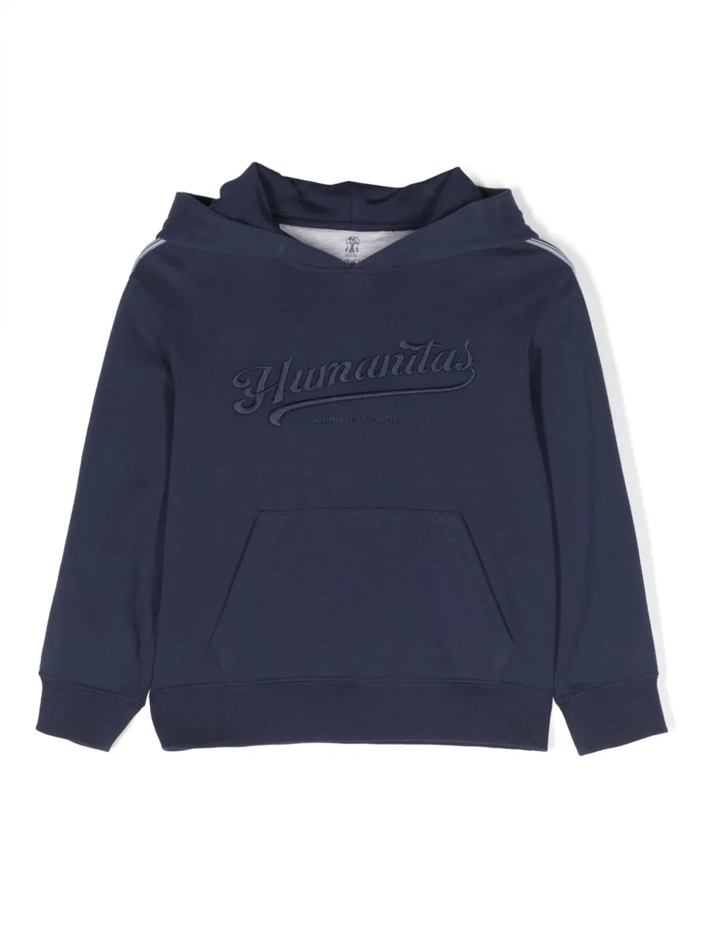 Brunello Cucinelli Kids' Slogan-embroidered Cotton Hoodie In Blue