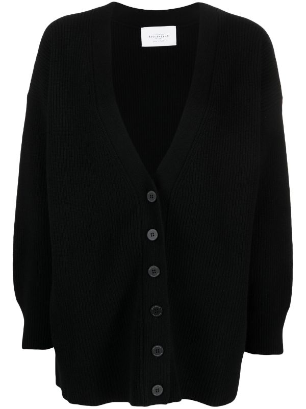 Black thick outlet knit cardigan