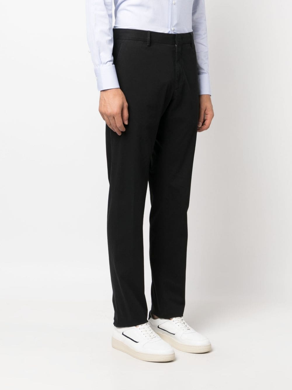 Shop Zegna Slim-cut Tailored Trousers In Black