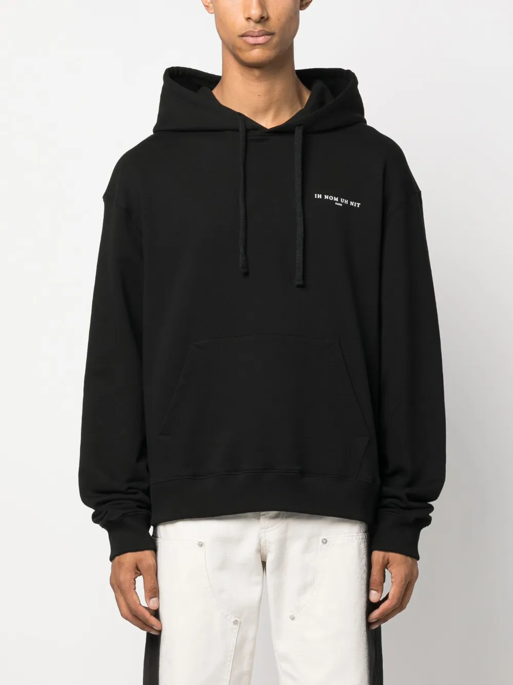 Ih Nom Uh Nit Relaxed Fit Black Hoodie With Graphic Design In Black