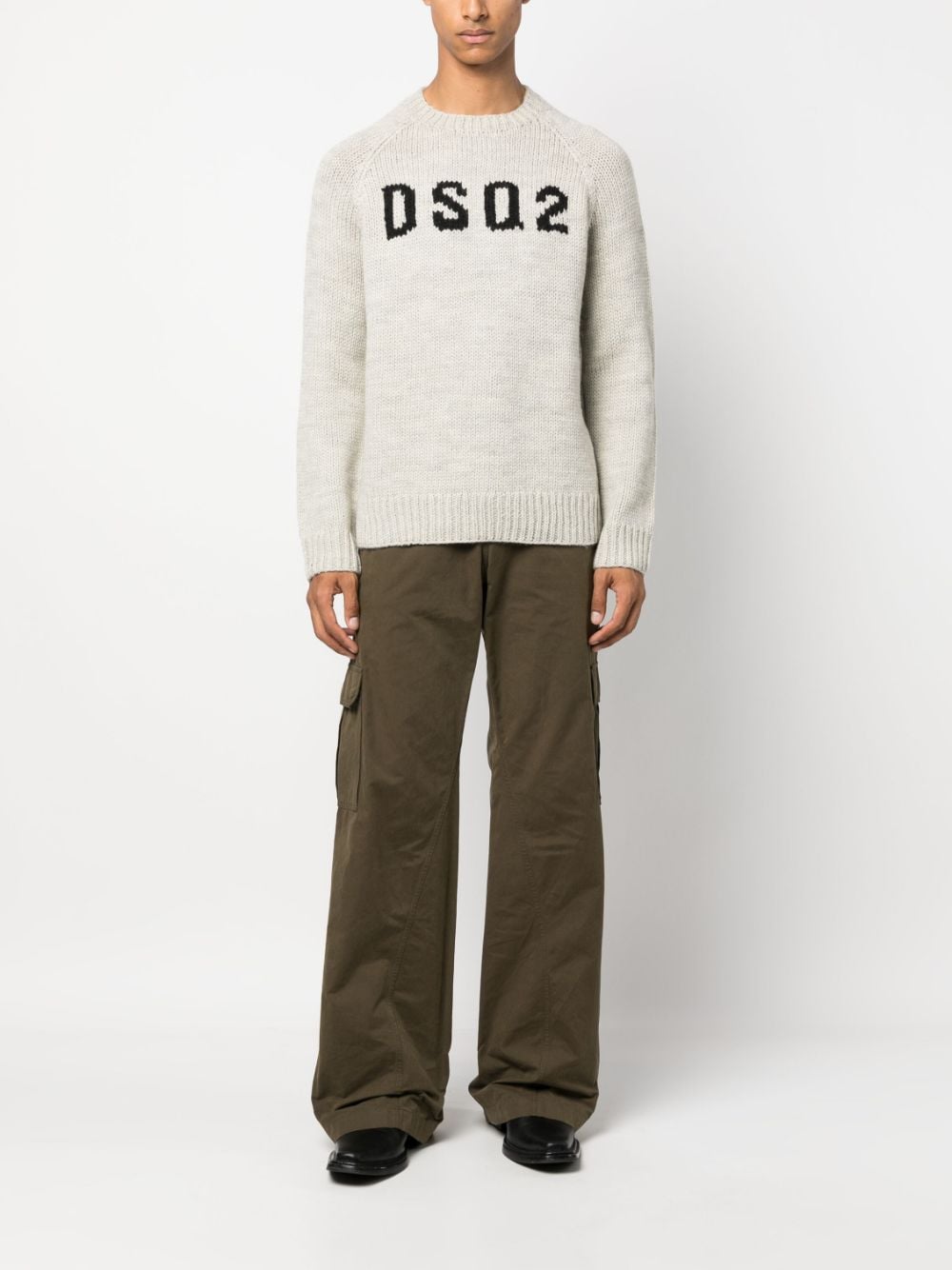 Shop Dsquared2 Intarsia-knit Logo Wool Jumper In 中性色