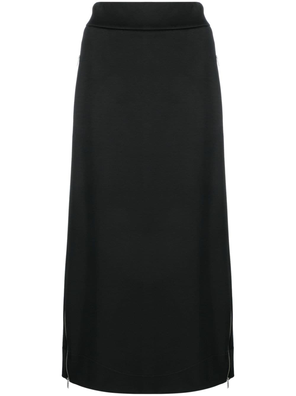 Jil Sander High-waisted Side-zips Midi Skirt In Black