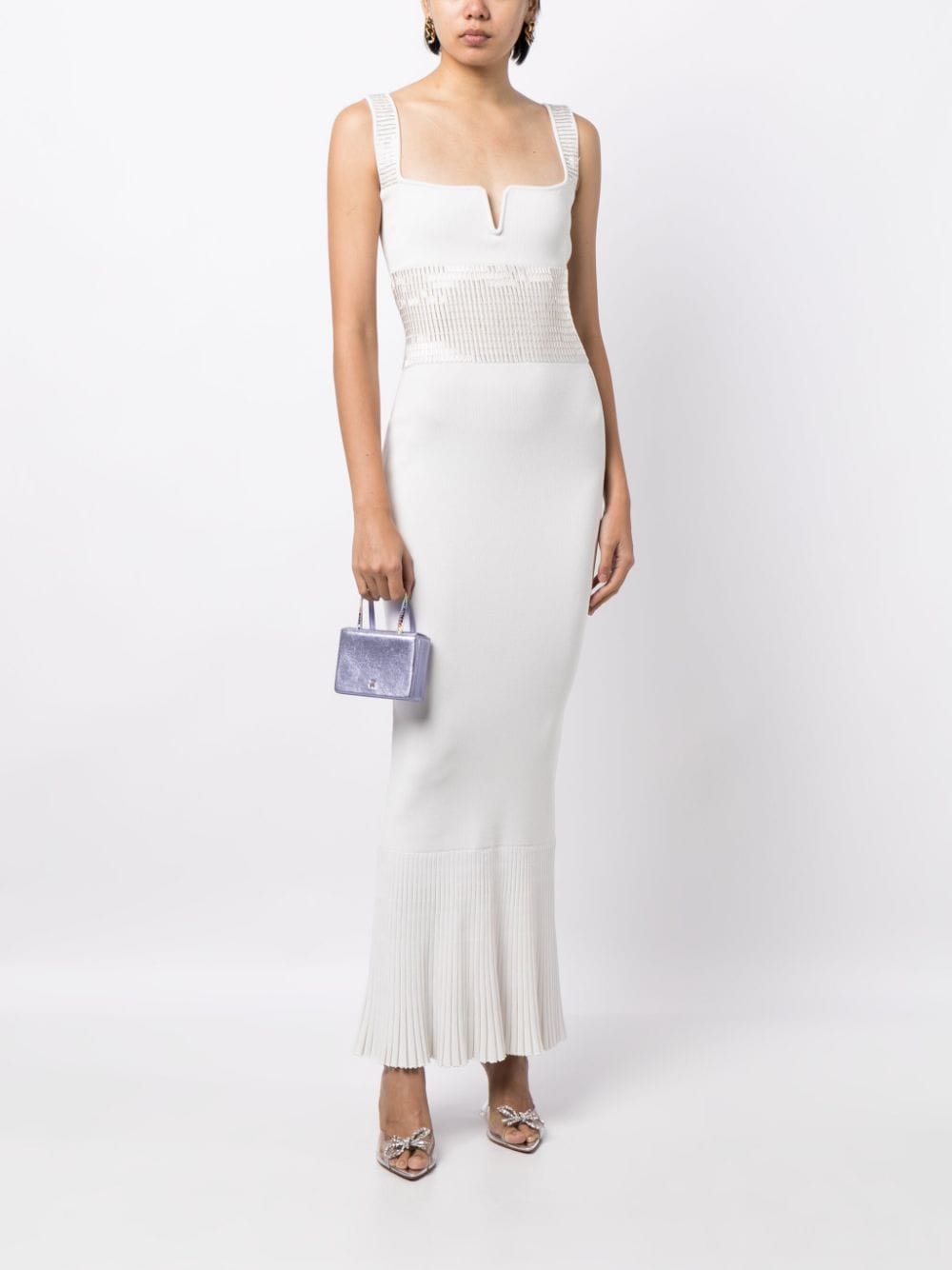 Shop Galvan Orion Crystal-embellished Dress In White