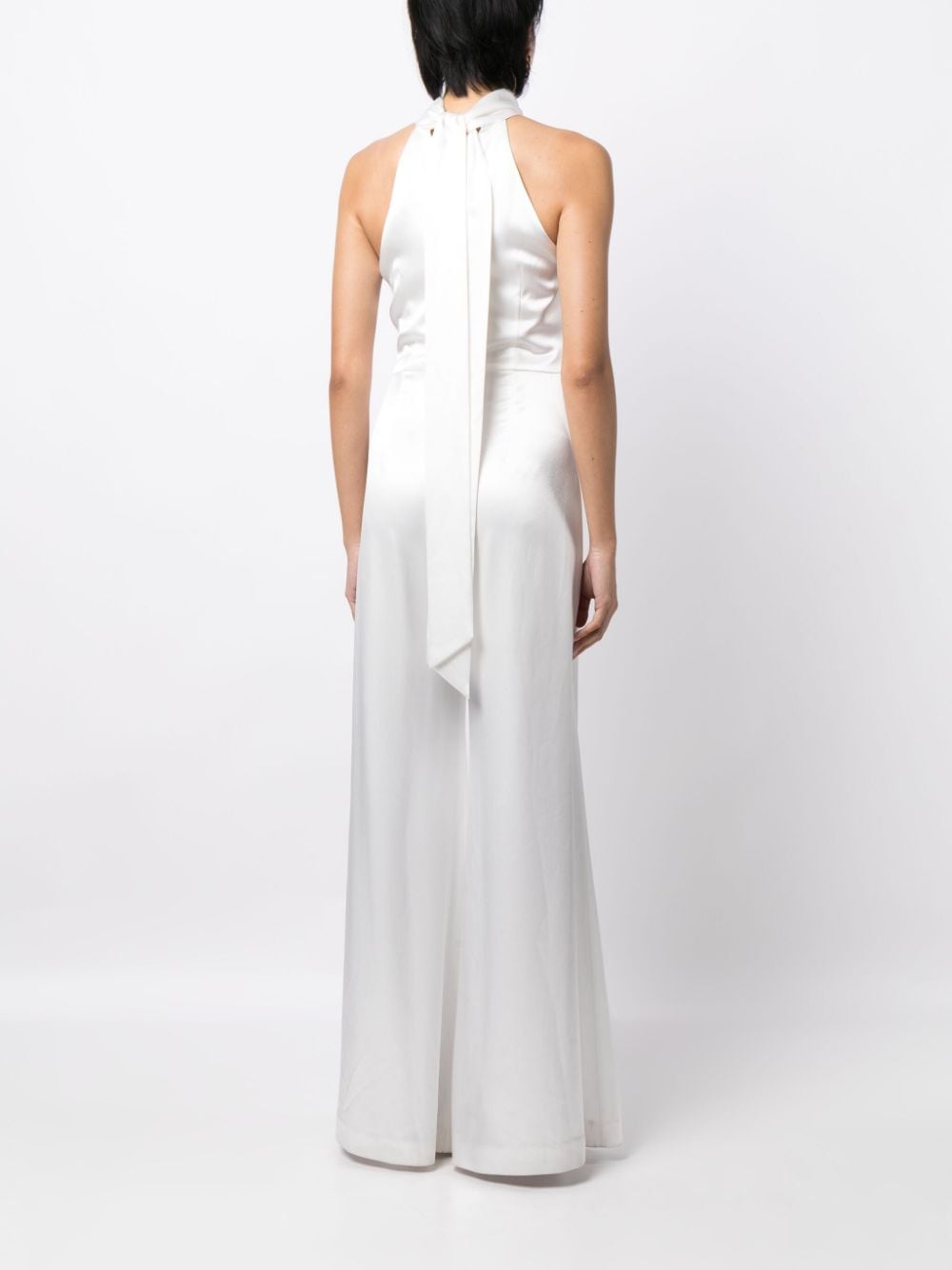 Shop Galvan Sienna Halterneck Silk Jumpsuit In White