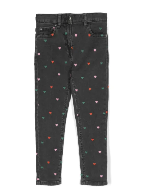 Stella McCartney Kids heart-embroidered straight-leg jeans