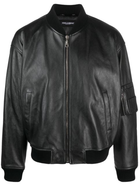 Dolce & Gabbana leather zip-up bomber jacket