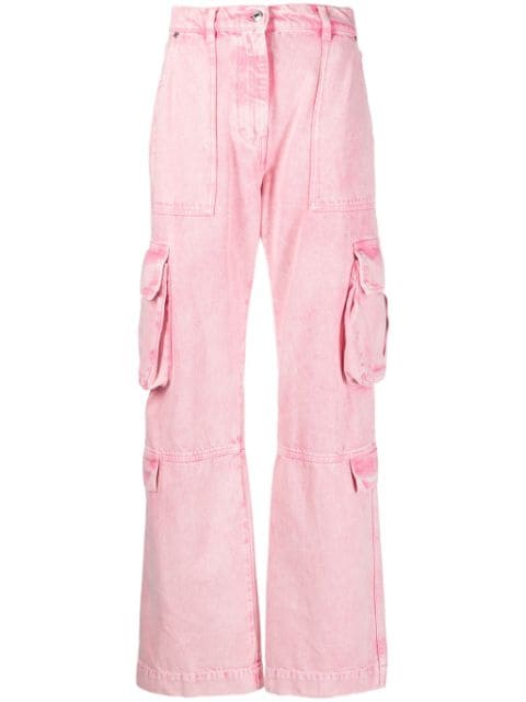 MSGM bleached-effect wide-leg cargo jeans