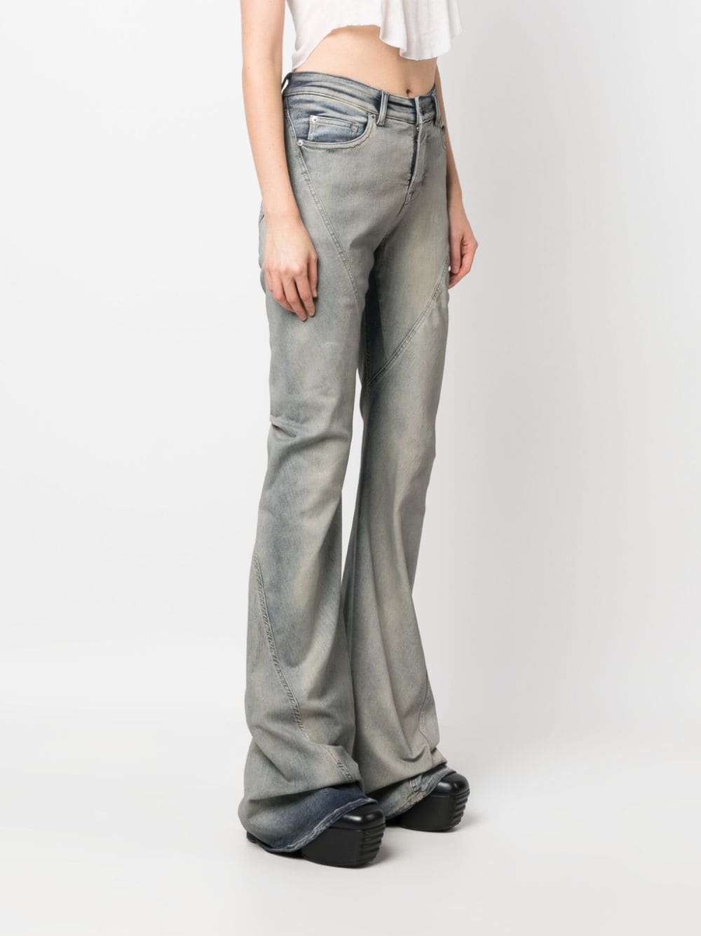 Shop Rick Owens Drkshdw Bias Mid-rise Straight-leg Jeans In Blue