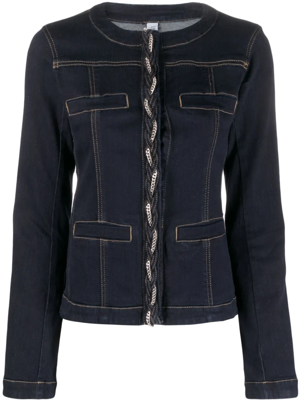 LIU JO chainlink Detail Denim Jacket Farfetch
