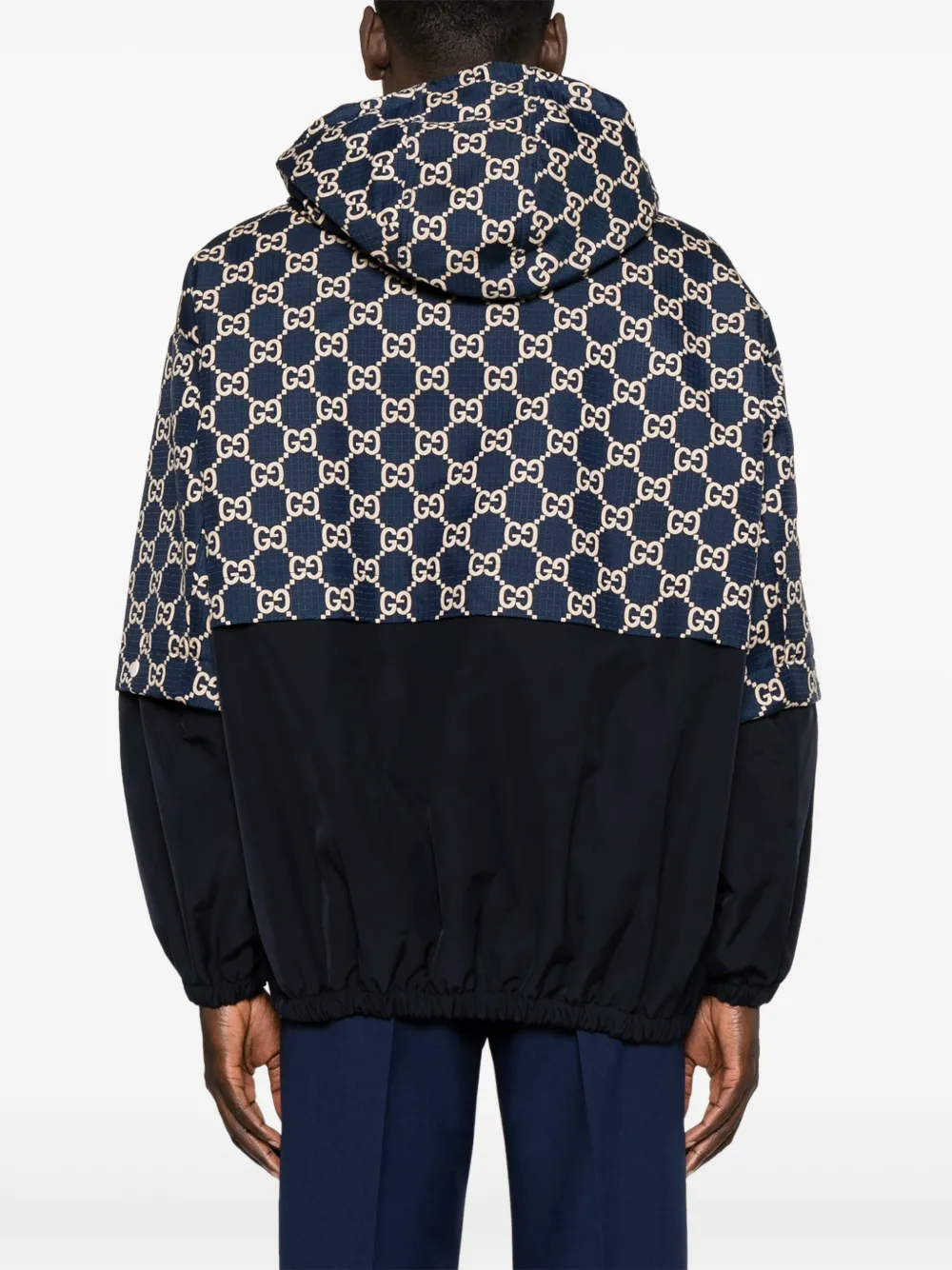 【送料込】GUCCI GG コットン リップストップ フード ジャケット Gucci GG Ripstop Zip Jacket | Blue | FARFETCH