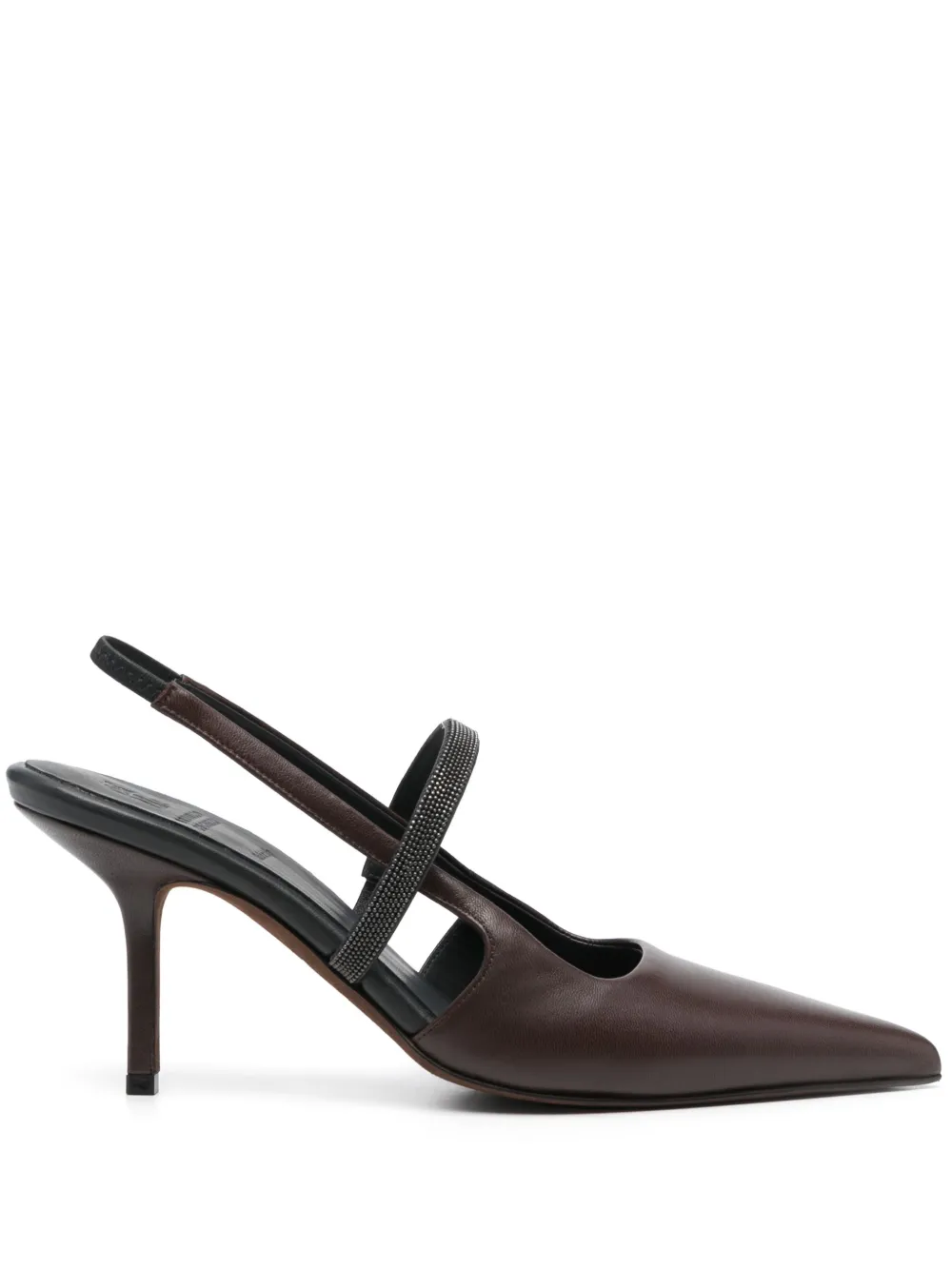 Brunello Cucinelli Monili-chain Slingback Pumps In Brown