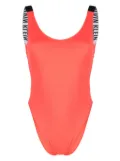 Calvin Klein logo-tape scoop-back swimsuit - SN6 BRIGHT VERMILLION