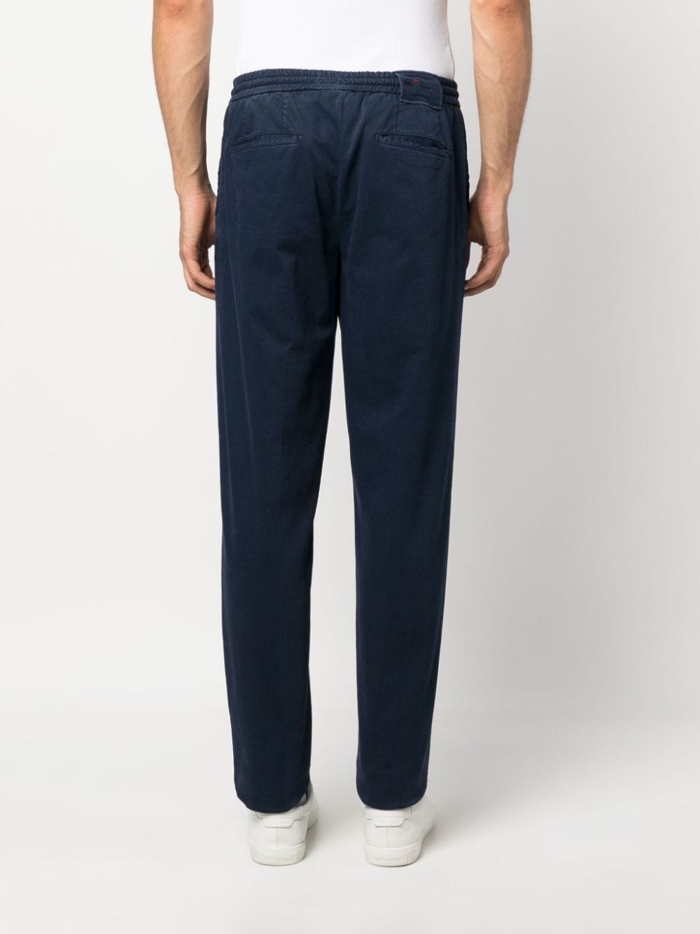 Shop Kiton Low-rise Tapered-leg Trousers In Blau