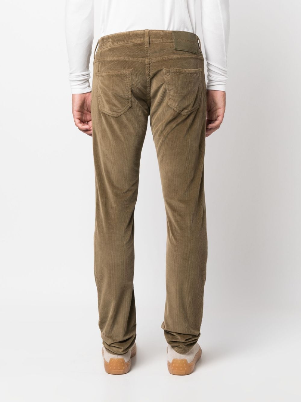 Shop Jacob Cohen Corduroy Straight-leg Trousers In Green