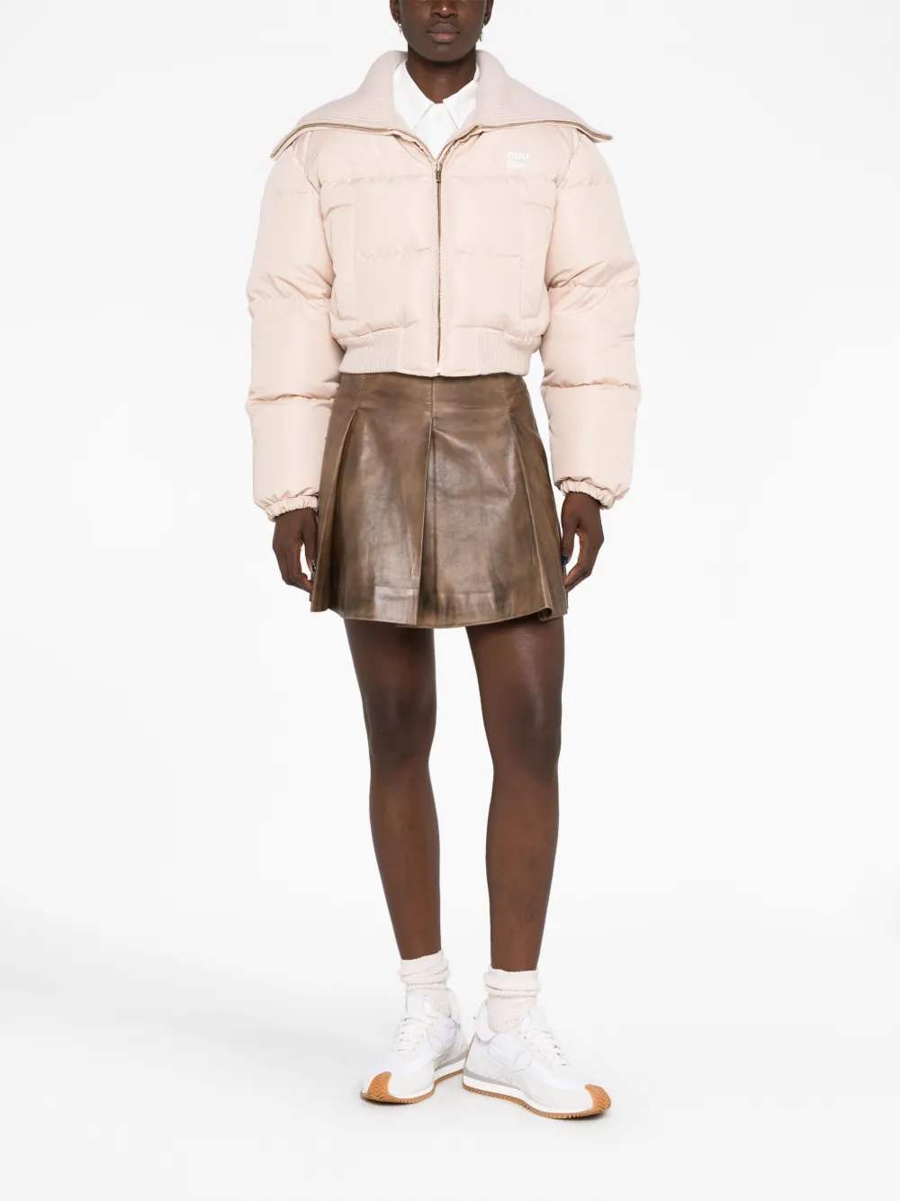 Miu Miu Donsjack met logoprint - Roze