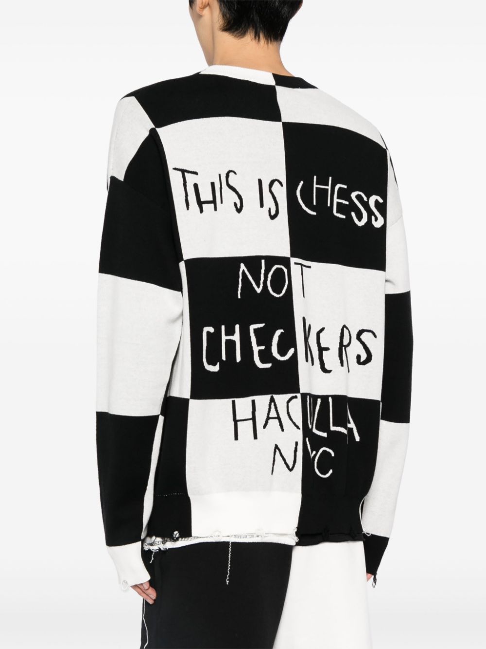Shop Haculla This Is Chess Intarsia-knit Jumper In Black