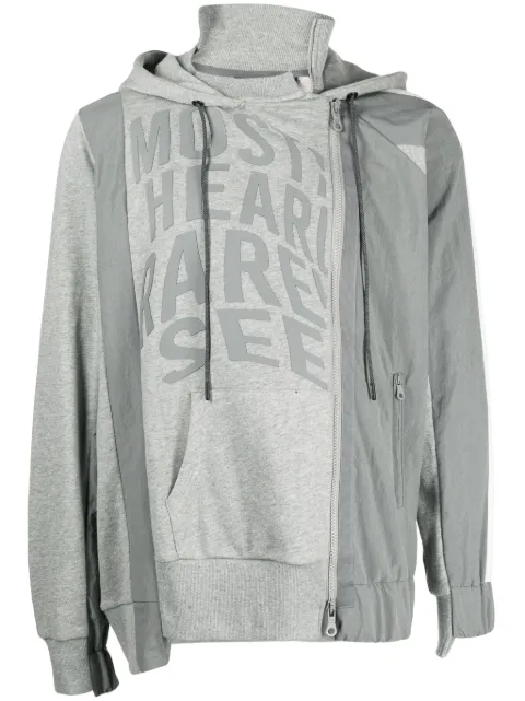 Mostly Heard Rarely Seen hoodie asimétrica con logo estampado