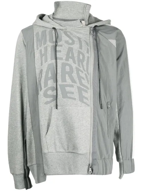 Hoodie asymétrique à logo imprimé - Mostly Heard Rarely Seen - Modalova