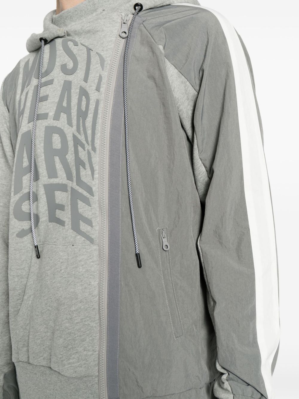 Shop Mostly Heard Rarely Seen Logo-print Asymmetric Hoodie In Grey