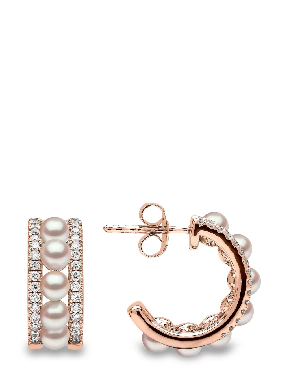 Yoko London 18kt Rose Gold Eclipse Akoya Pearl And Diamond Earrings In 9