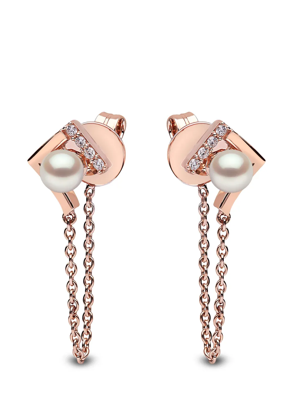Yoko London Orecchini Trend in oro rosa 18kt con diamanti e perla - 9