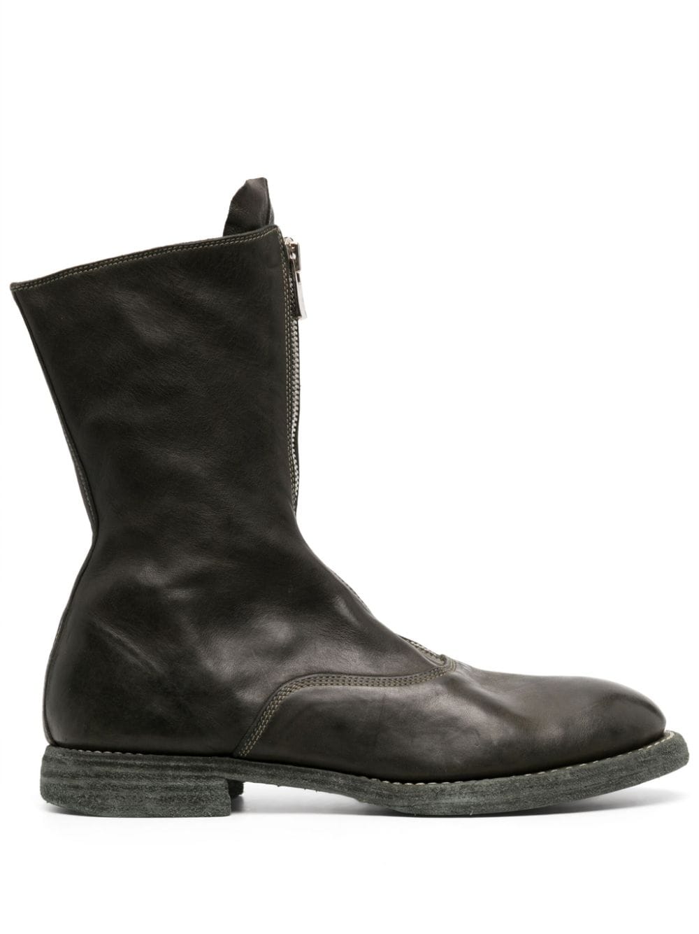 Shop Guidi Polished-leather Zip-up Boots In Grün
