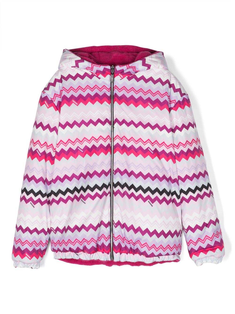 Missoni Kids zigzag-pattern hooded jacket - Pink