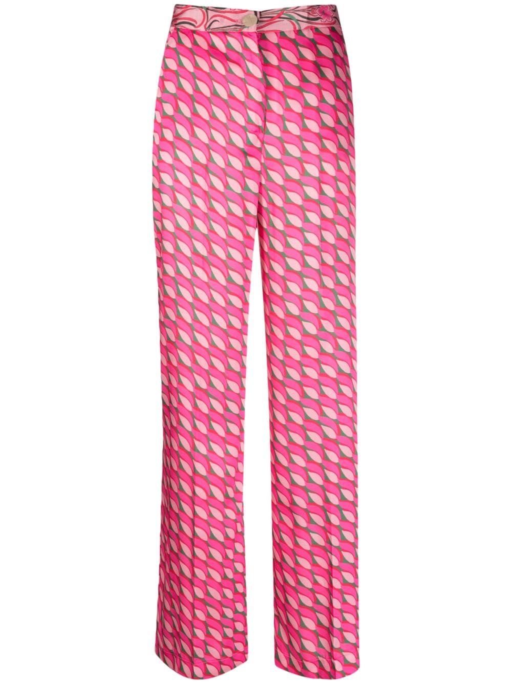 Liu •jo Geometric-print Straight-leg Trousers In Pink