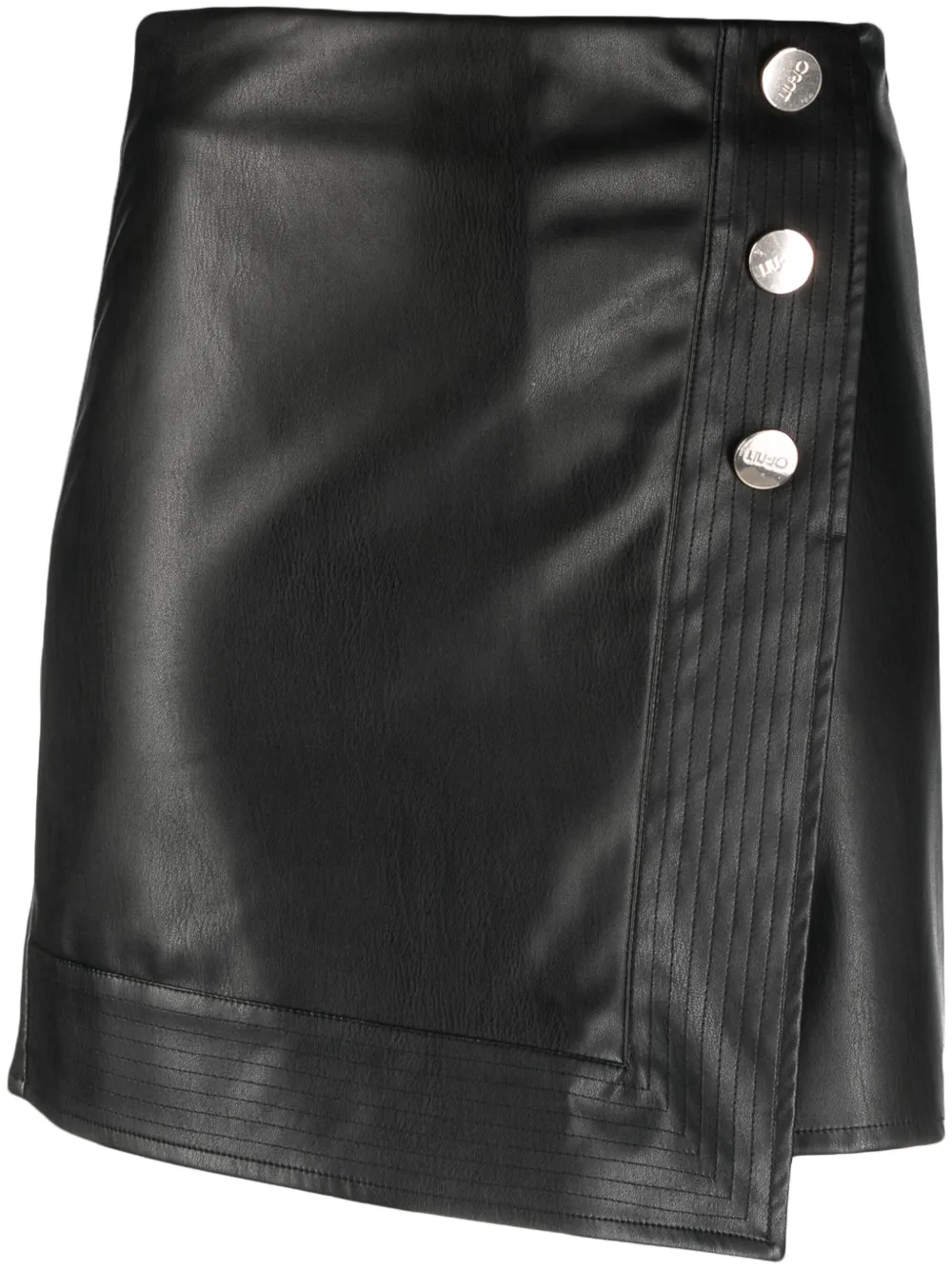 Liu •jo Button-down Faux-leather Skorts In Black