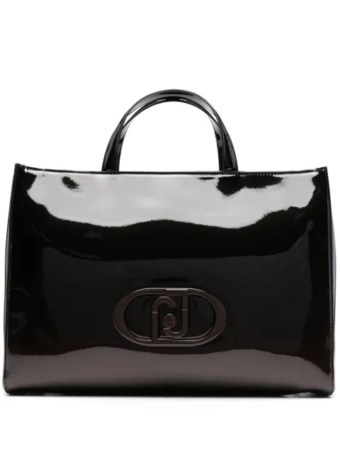 LIU JO logo-embossed patent-finish tote bag 