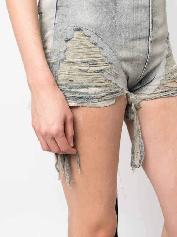 High waisted destroyed denim shorts best sale