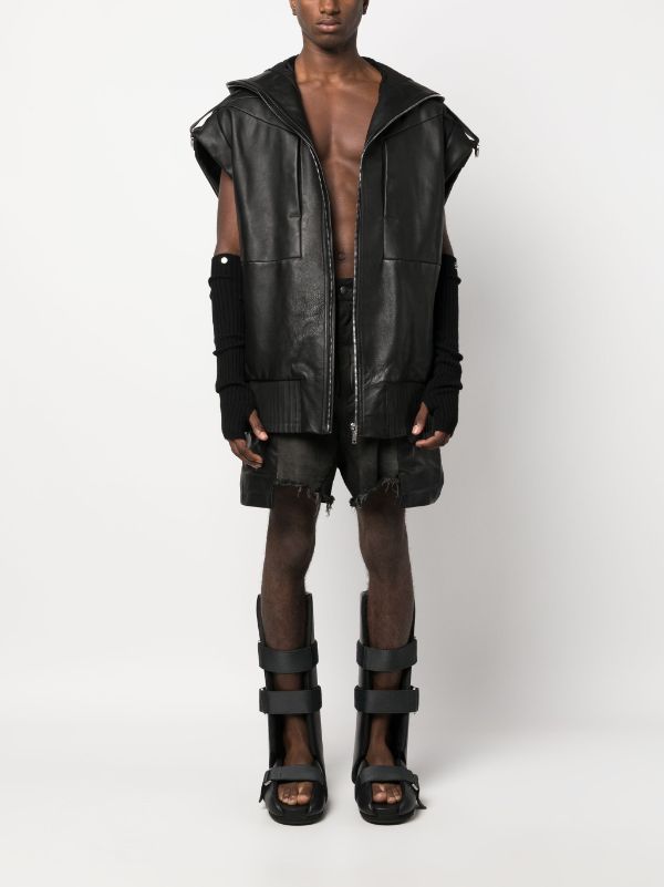 Rick Owens Lido Sleeveless Hooded Leather Jacket - Farfetch