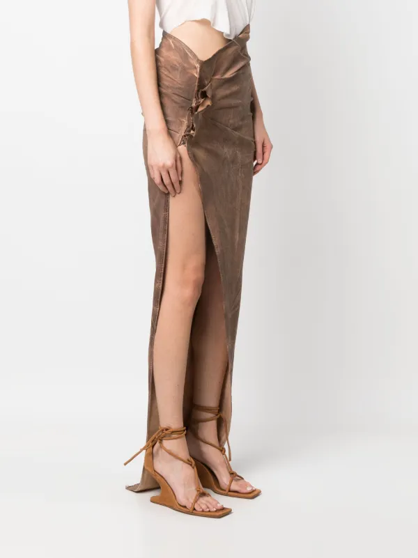 スカート DRKSHDW 'Soft Edfu' skirt Rick Owens DRKSHDW Edfu Asymmetric Maxi Skirt | Brown | FARFETCH