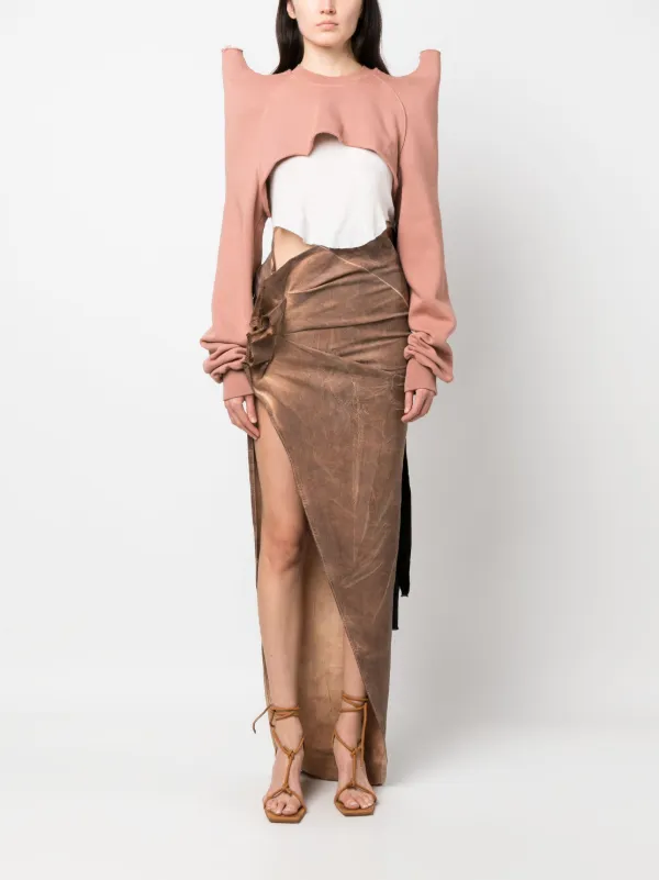 スカート DRKSHDW 'Soft Edfu' skirt Rick Owens DRKSHDW Edfu Asymmetric Maxi Skirt | Brown | FARFETCH