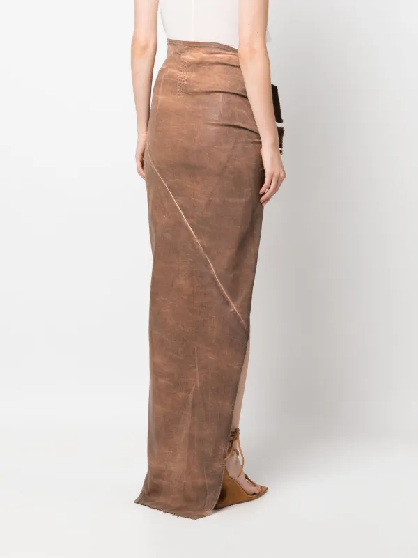 RICK OWENS DRKSHDW EDFU アシンメトリースカート ひざ丈 Rick Owens DRKSHDW Edfu Asymmetric Maxi Skirt | Brown | FARFETCH