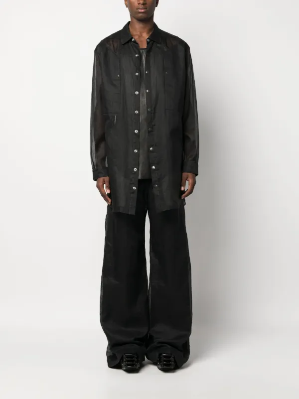 【Rick Owens】ジャンボ ウーブン FOGPOCKET アウターシャツ Rick Owens Jumbo Fogpocket シャツ | ブラック | FARFETCH JP