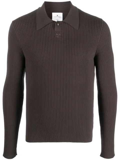 Courrèges logo-patch ribbed polo shirt