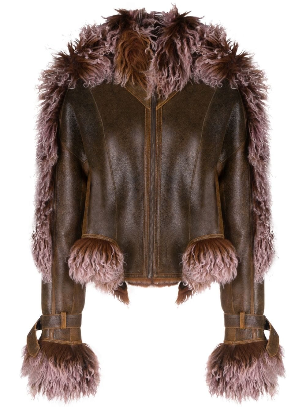 Image 1 of Jean Paul Gaultier x KNWLS shearling-trim leather jacket