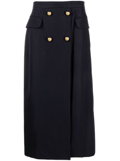 Alexander McQueen pleated wool-blend midi skirt Women