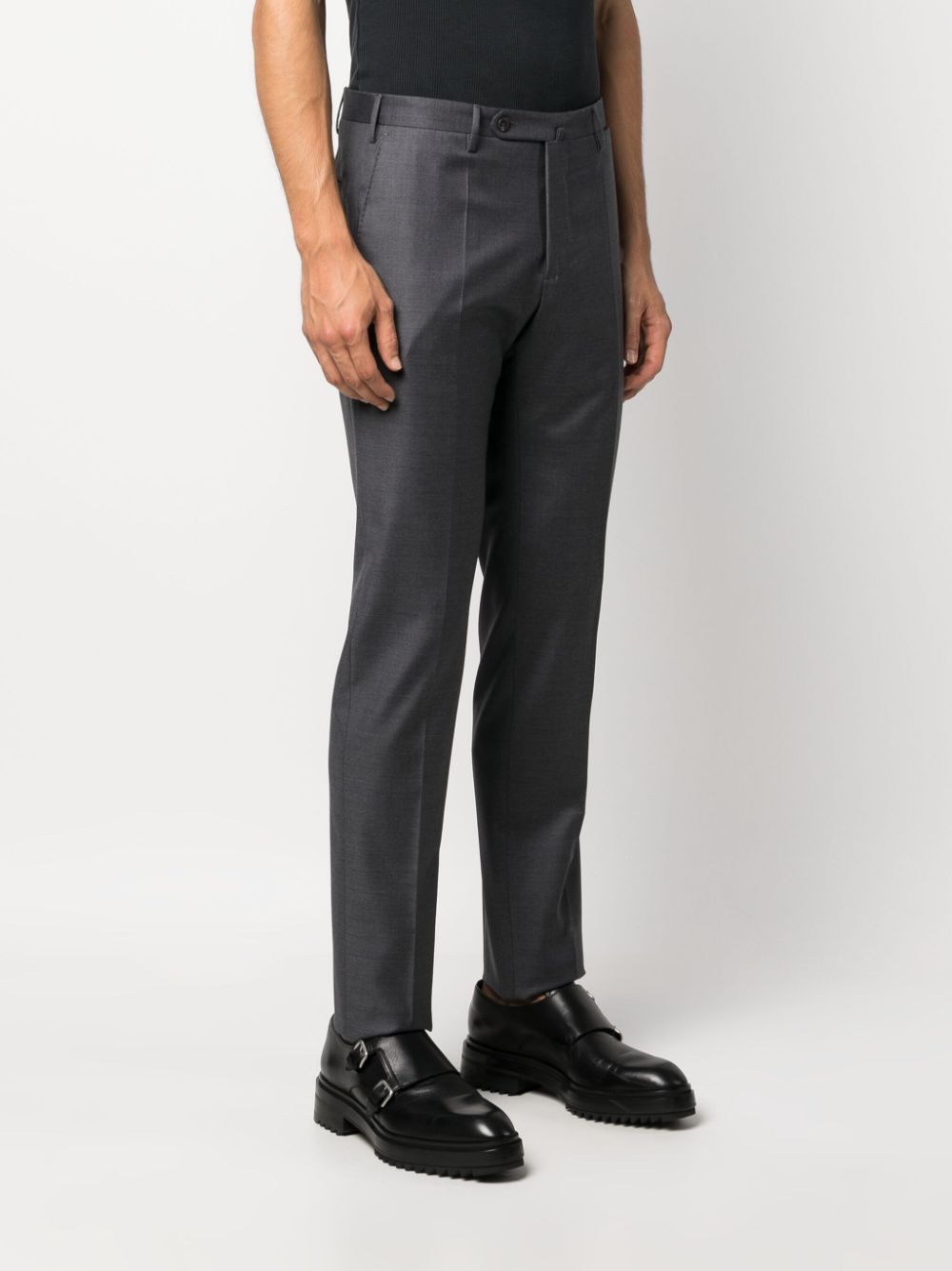 Shop Incotex Slim-cut Virgin-wool Trousers In Grey