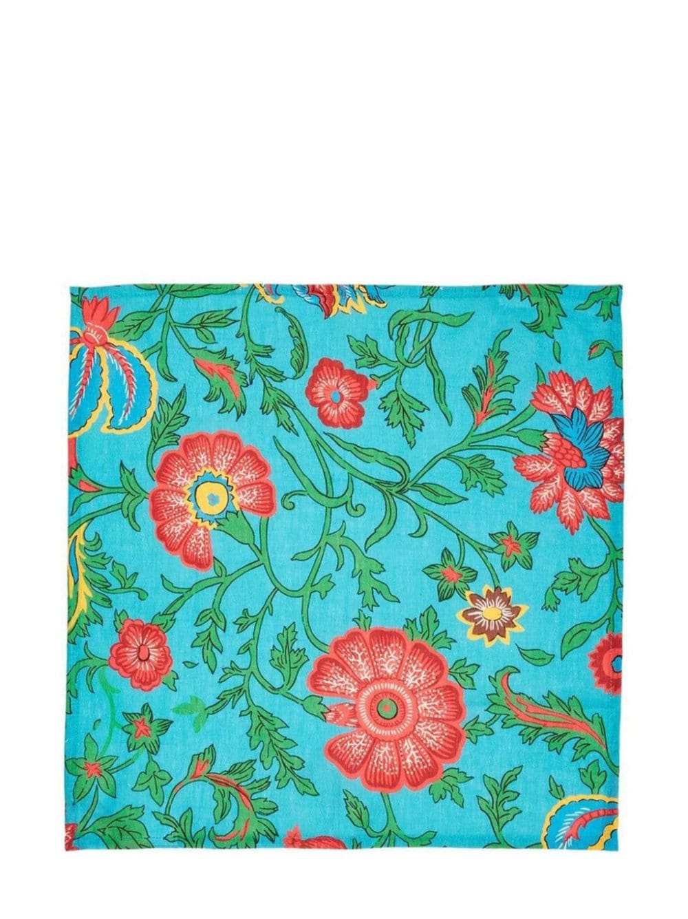 Shop La Doublej Dragonfly-print Linen Napkins (set Of Six) In Blue